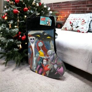 Nightmare Before Christmas Sally Jack Stocking Black Fuzzy Faux Fur Top 15" NEW